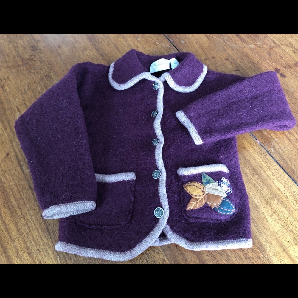 Burgundy Polly Flinders Boiled Wool Girls Jacket